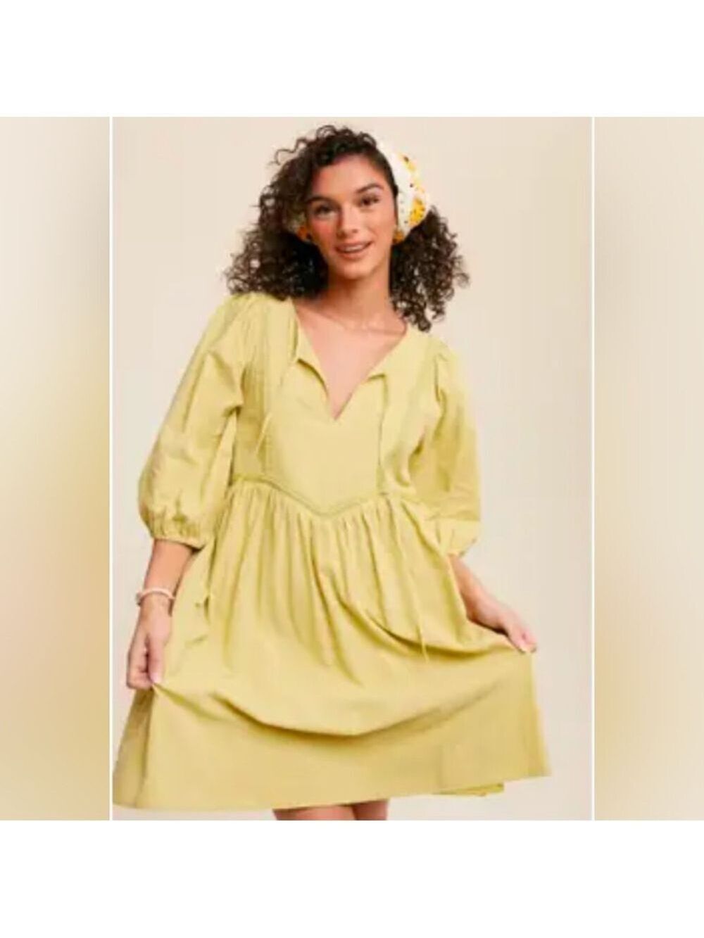 Listicle Embroidery Cream‎ Boho Peasant Small Size Dress